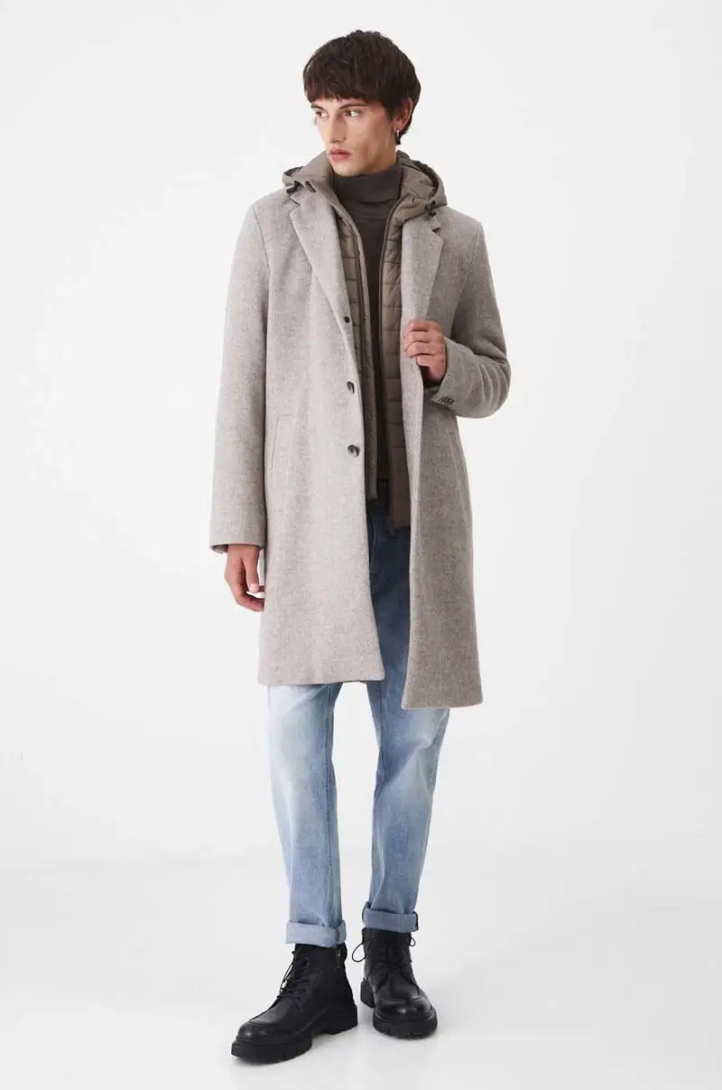 cappotto con aggiunta di lana Beige