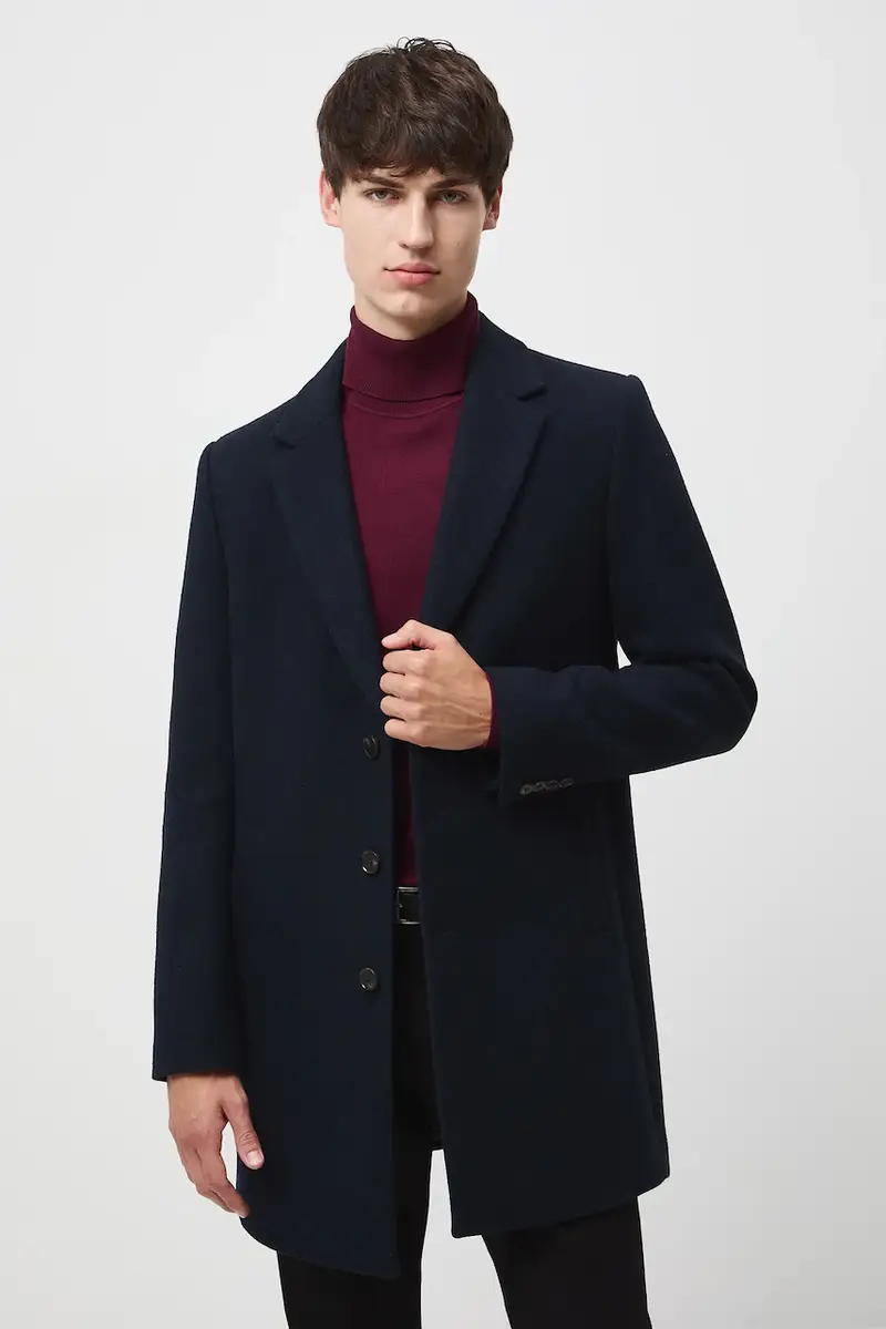 cappotto con aggiunta di lana Blu navy miniatura 2