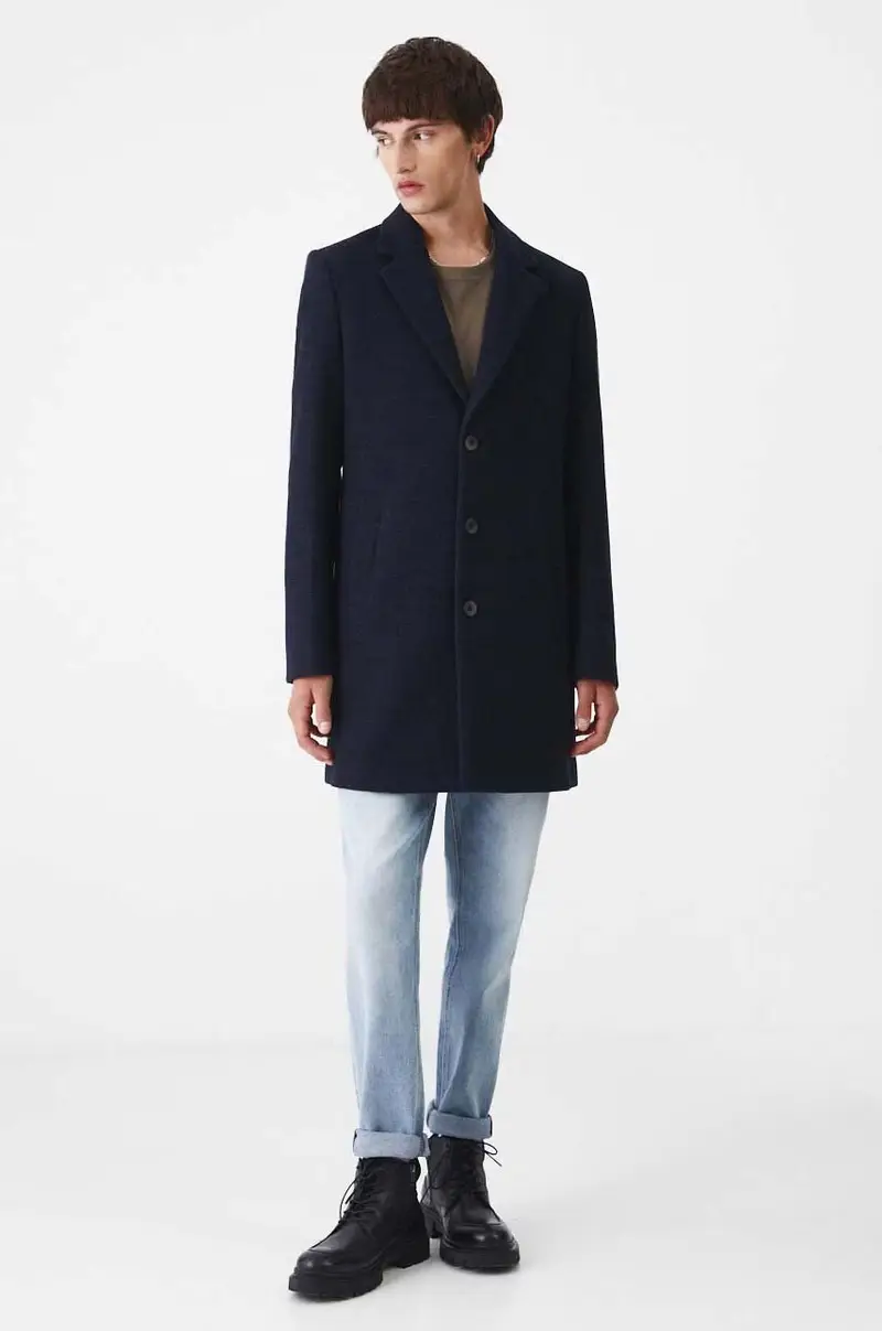 cappotto con aggiunta di lana Blu navy miniatura 2