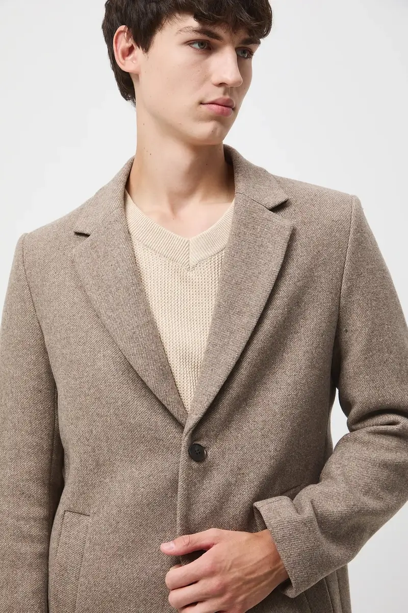 cappotto con aggiunta di lana colore beige miniatura 4