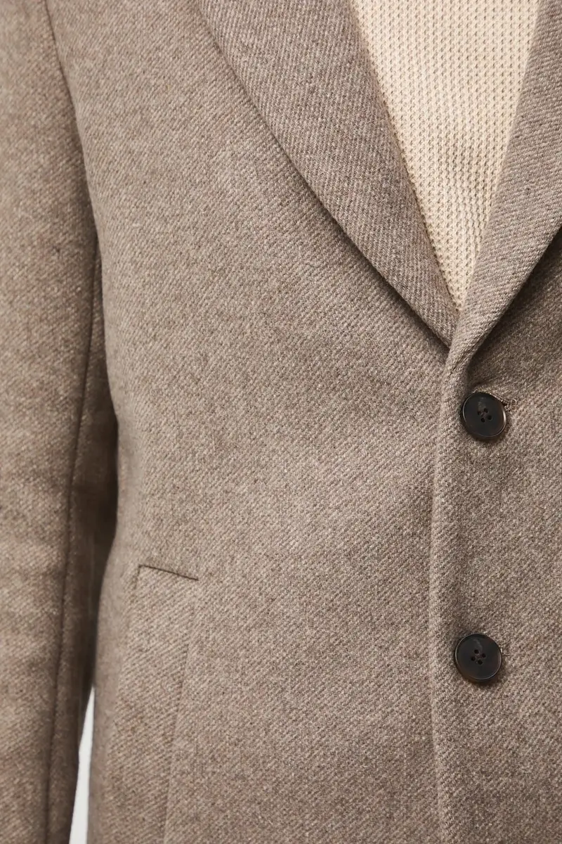 cappotto con aggiunta di lana colore beige miniatura 5