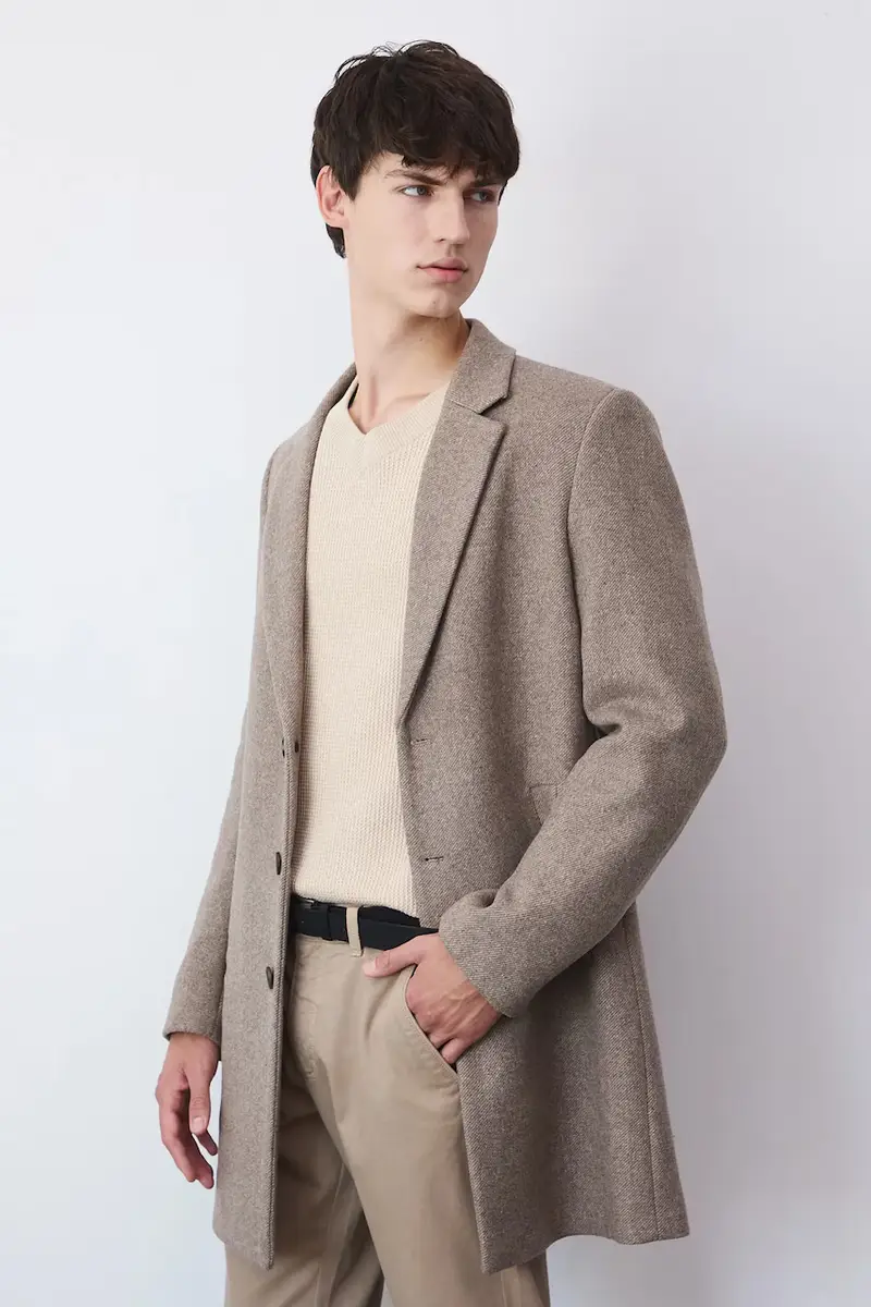 cappotto con aggiunta di lana colore beige