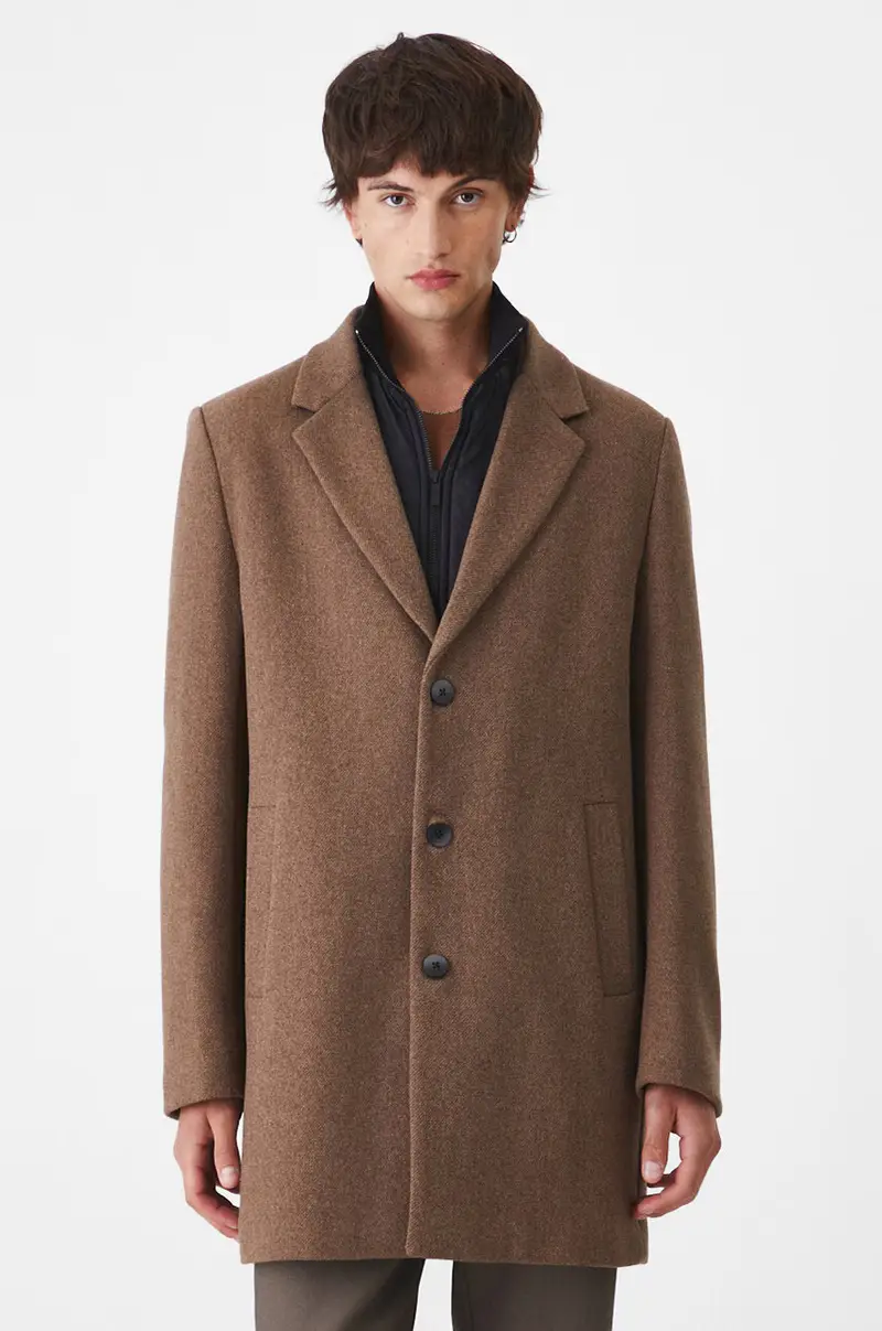 cappotto con aggiunta di lana colore marrone