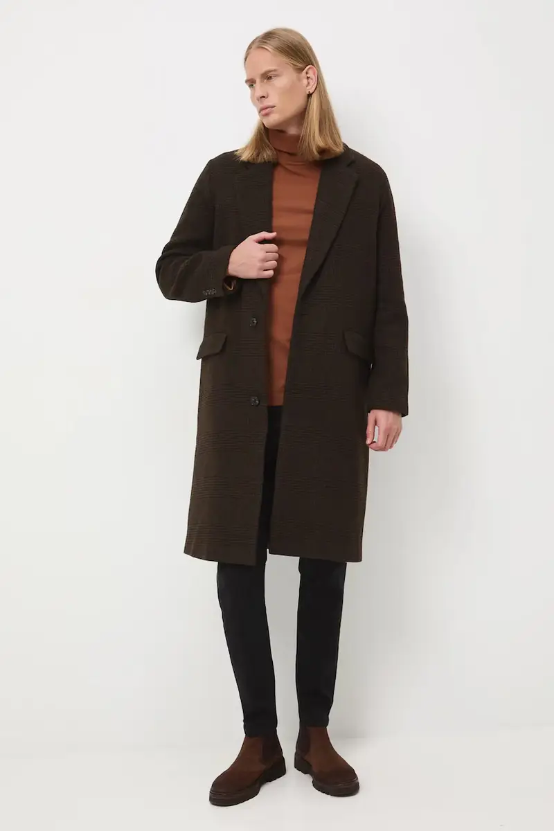 cappotto con aggiunta di lana colore marrone miniatura 2