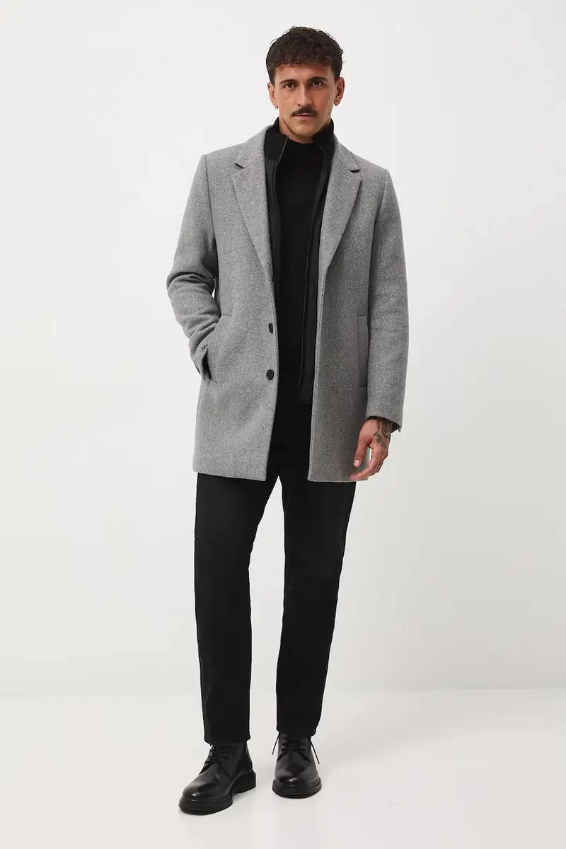 cappotto con aggiunta di lana Grigio miniatura 2