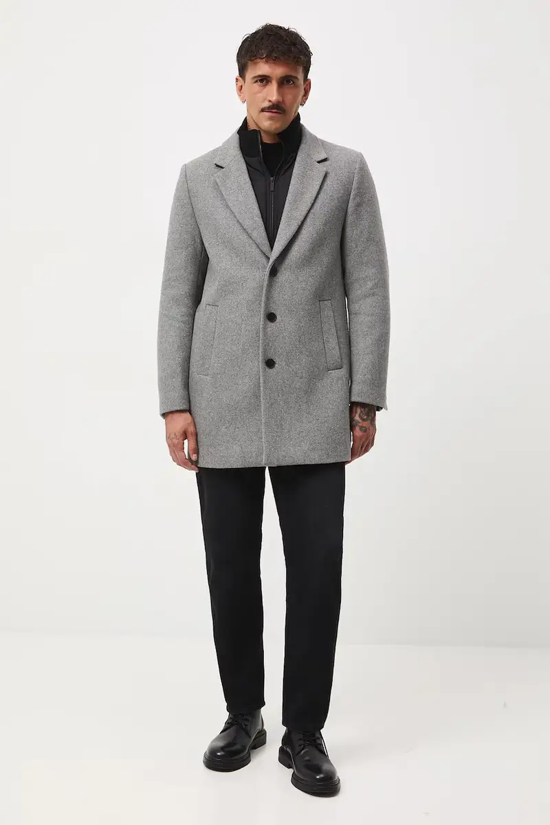 cappotto con aggiunta di lana Grigio miniatura 4