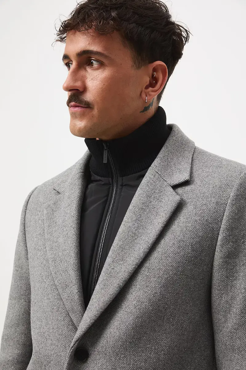 cappotto con aggiunta di lana Grigio miniatura 5