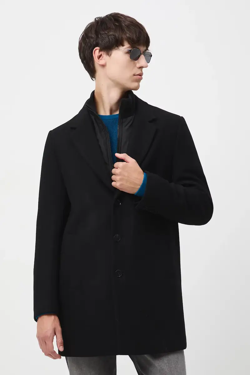 cappotto con aggiunta di lana Nero miniatura 2