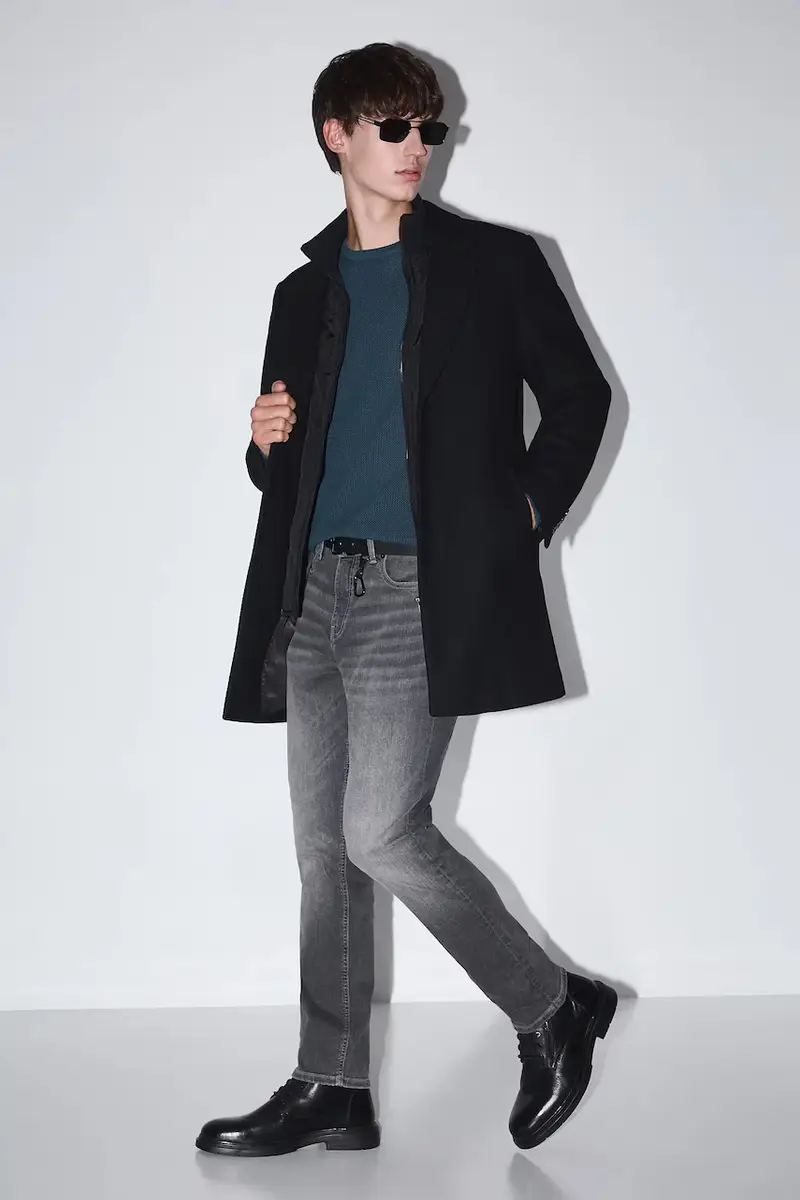 cappotto con aggiunta di lana Nero miniatura 4