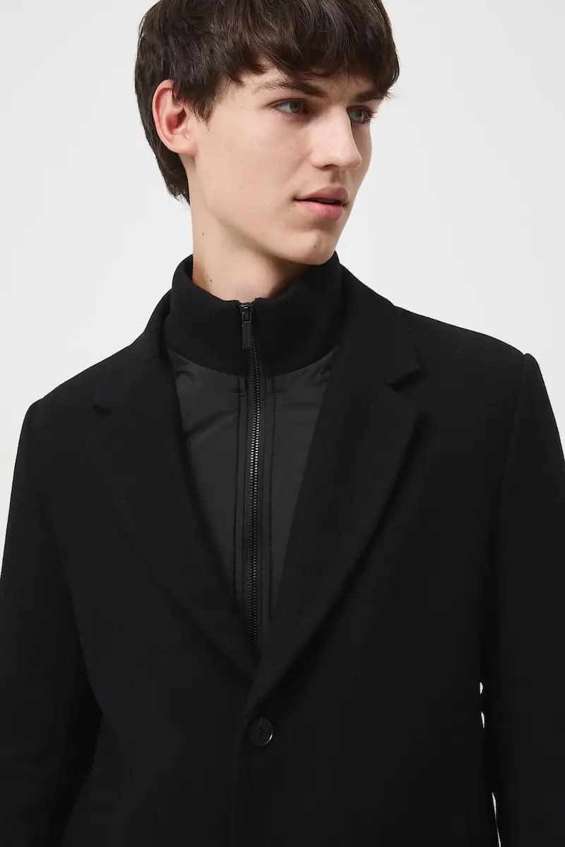 cappotto con aggiunta di lana Nero miniatura 5