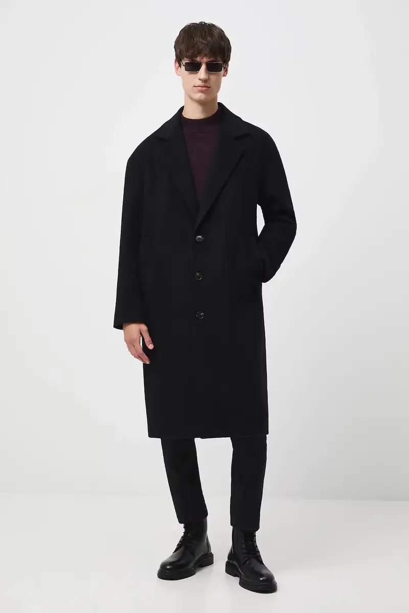 cappotto con aggiunta di lana Nero miniatura 2