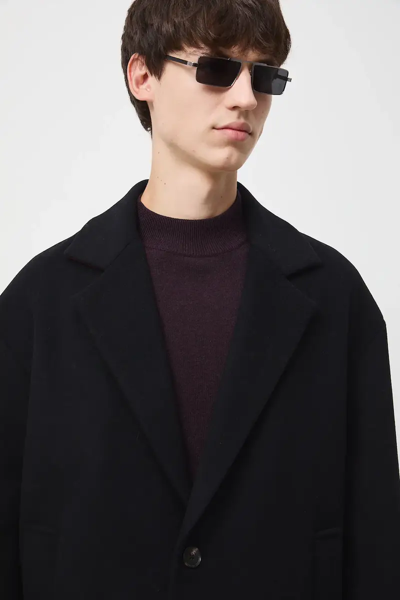 cappotto con aggiunta di lana Nero miniatura 4