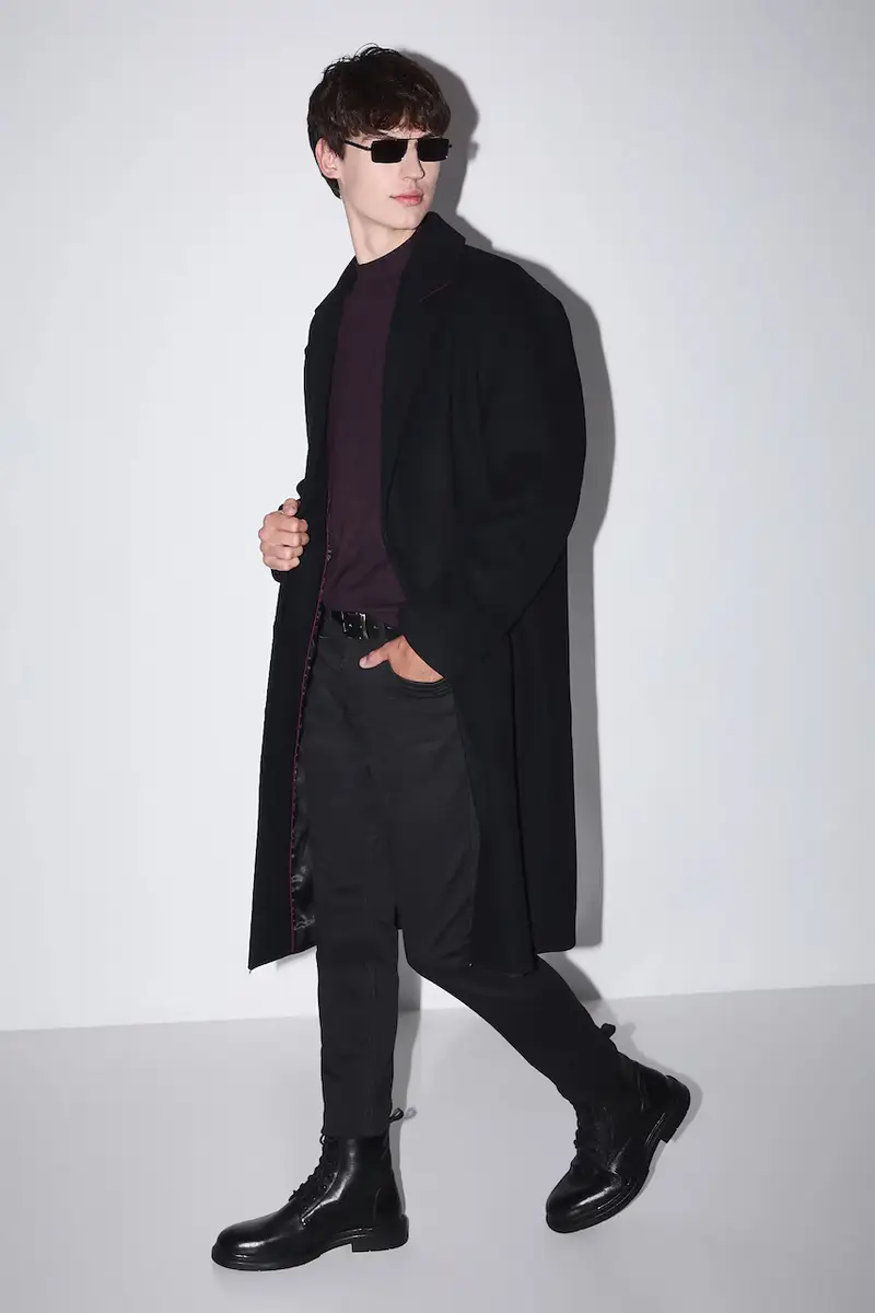 cappotto con aggiunta di lana Nero