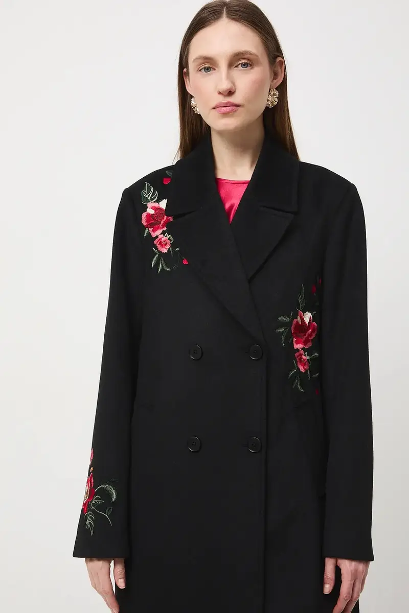 cappotto con aggiunta di lana Nero miniatura 4