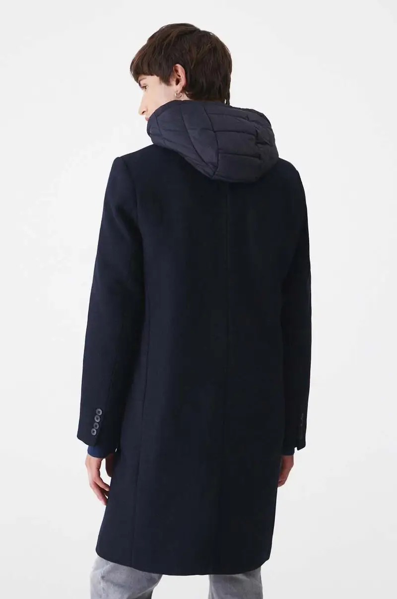 cappotto con aggiunta di lana uomo colore blu navy miniatura 3