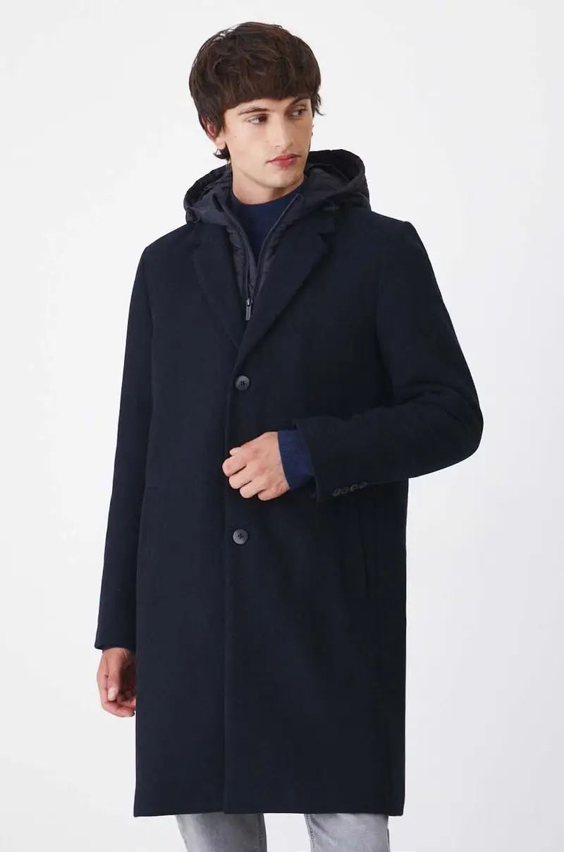 cappotto con aggiunta di lana uomo colore blu navy