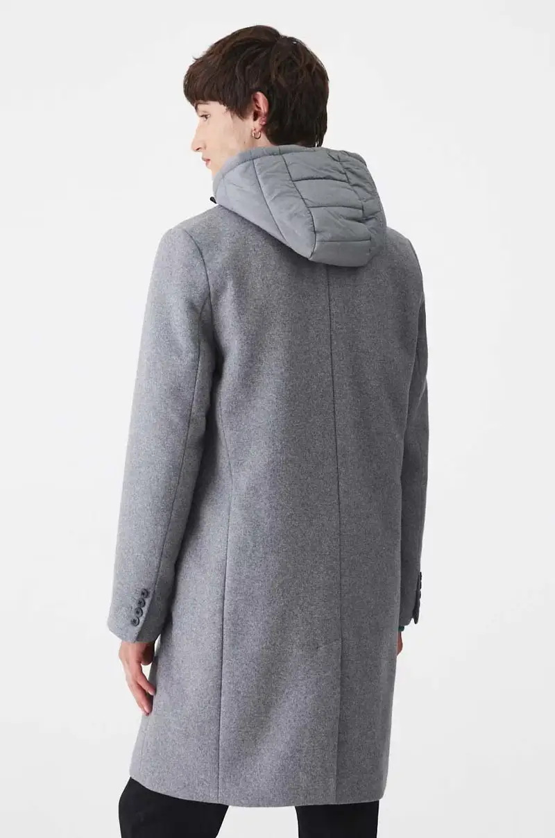 cappotto con aggiunta di lana uomo colore grigio miniatura 3