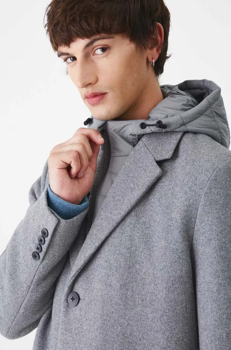 cappotto con aggiunta di lana uomo colore grigio miniatura 4
