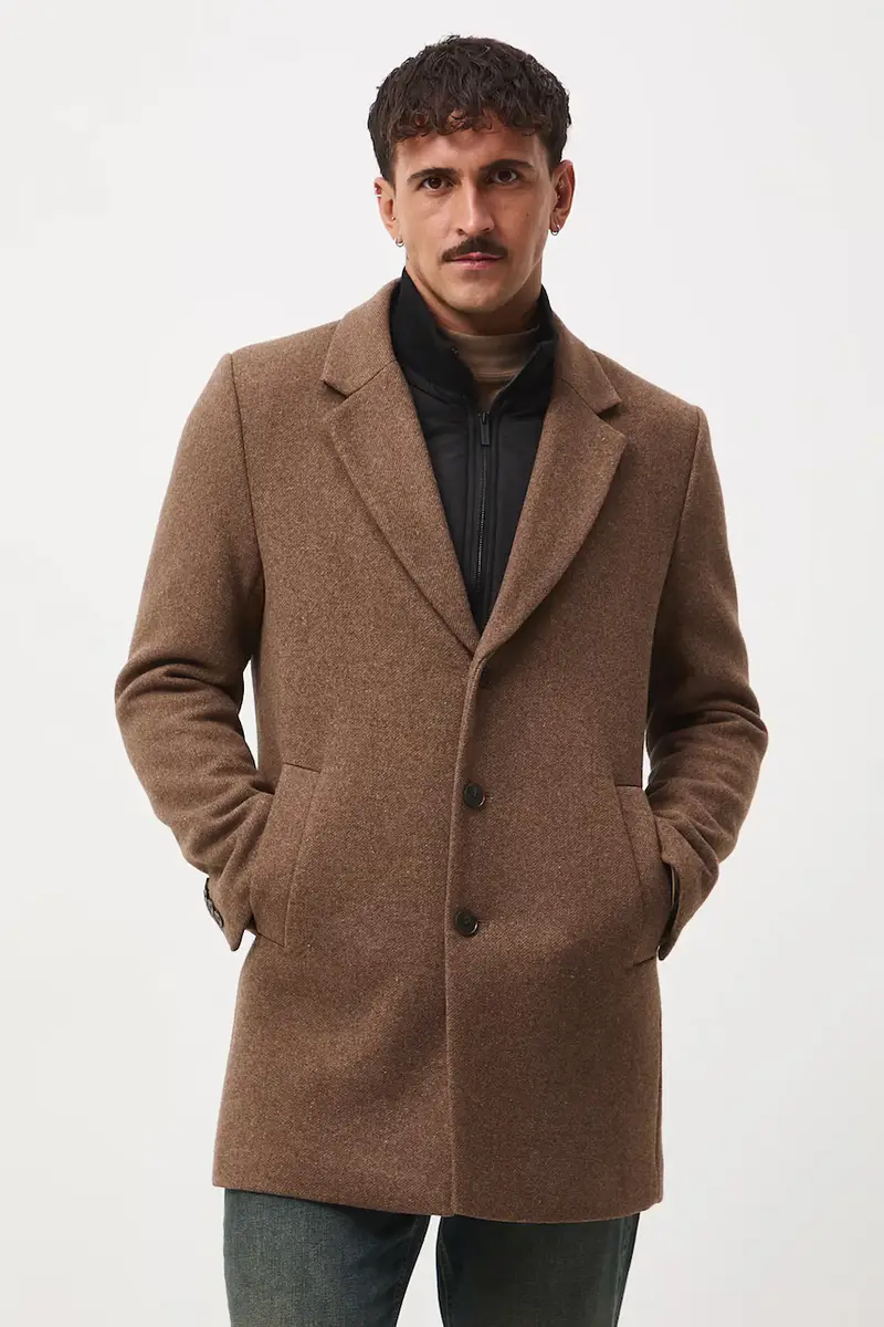 cappotto con aggiunta di lana uomo colore marrone miniatura 3