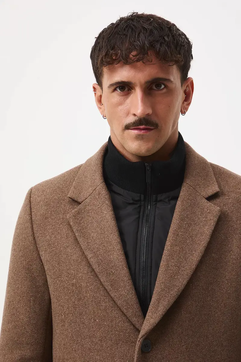 cappotto con aggiunta di lana uomo colore marrone miniatura 5