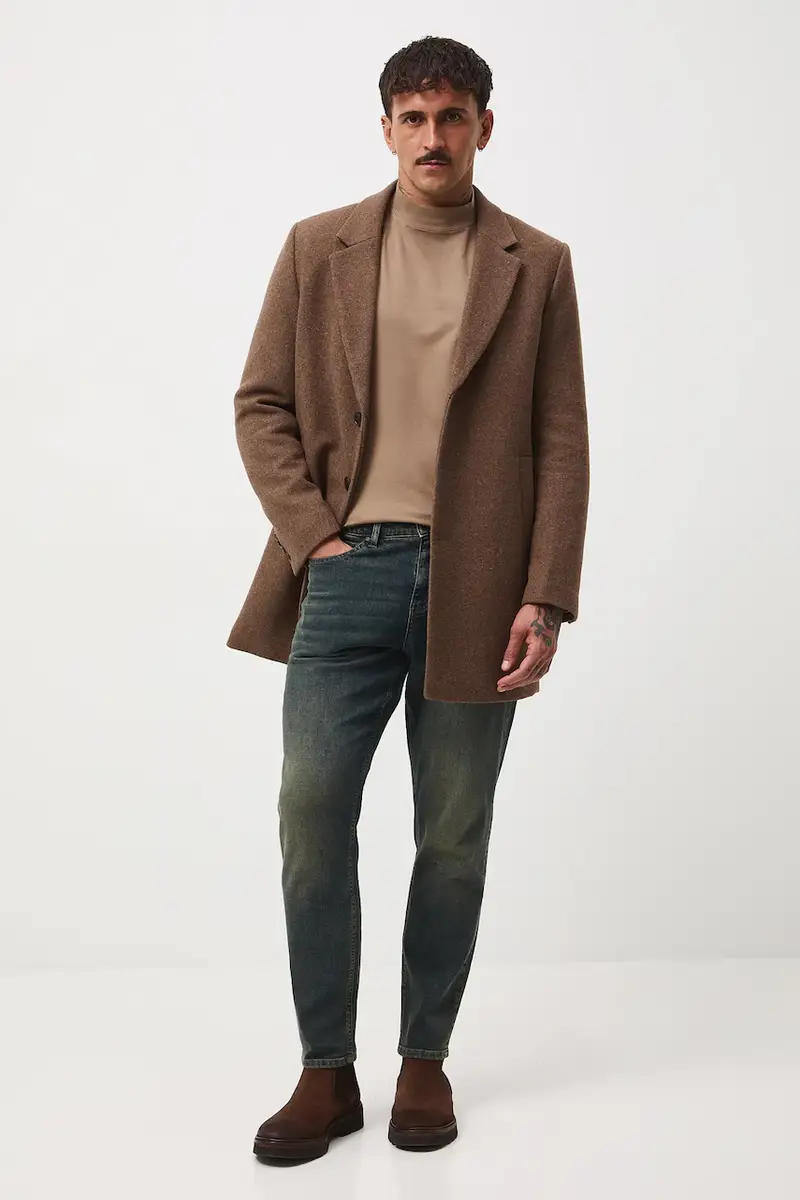 cappotto con aggiunta di lana uomo colore marrone