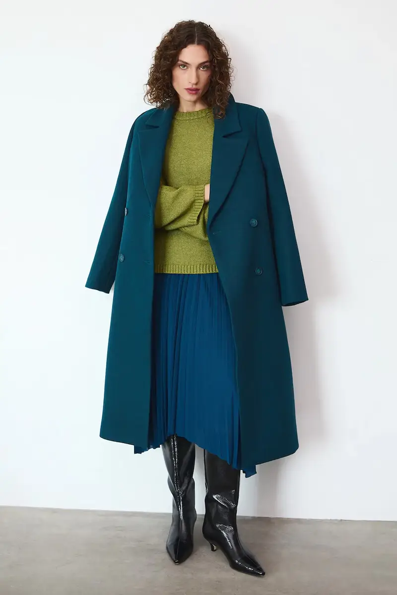 cappotto con aggiunta di lana Verde