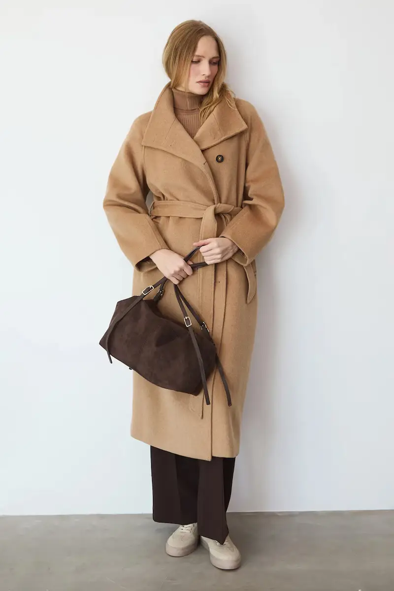 cappotto in lana donna colore beige miniatura 2