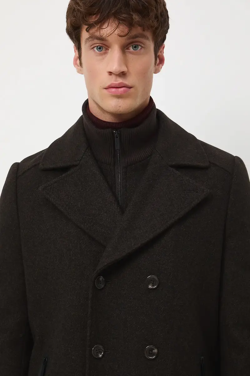 cappotto in lana uomo colore marrone miniatura 4