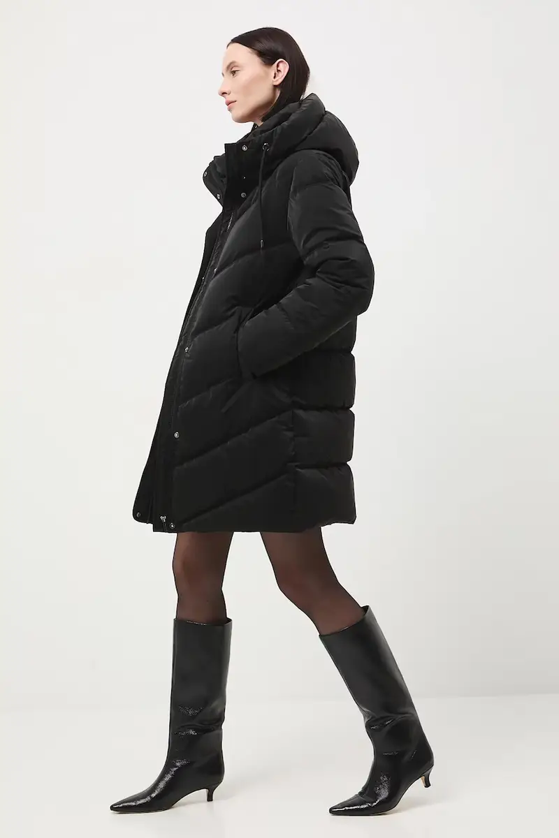 Medicine Cappotto nero in tessuto tecnico per donna