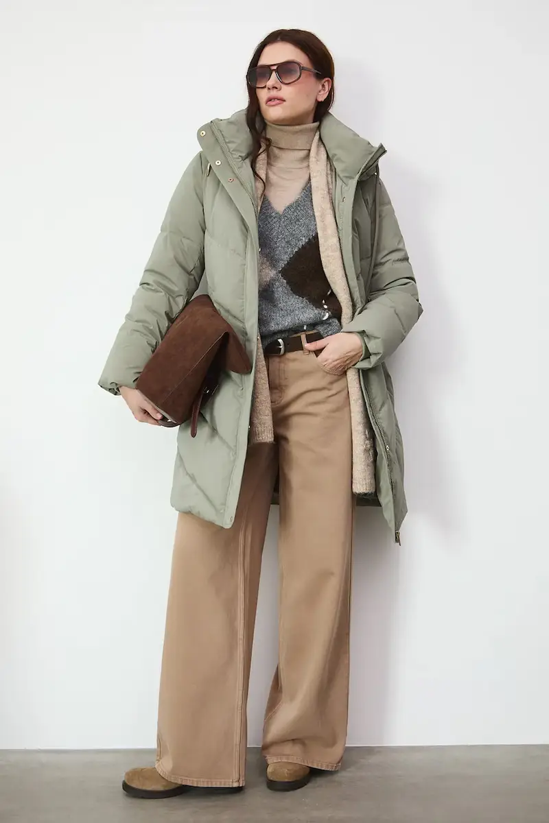 Medicine Cappotto verde donna in tessuto tecnico