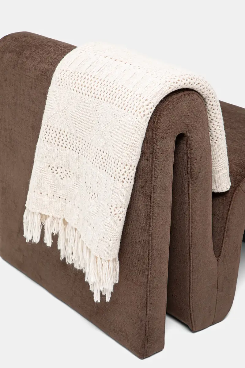 coperta con lana colore beige miniatura 5
