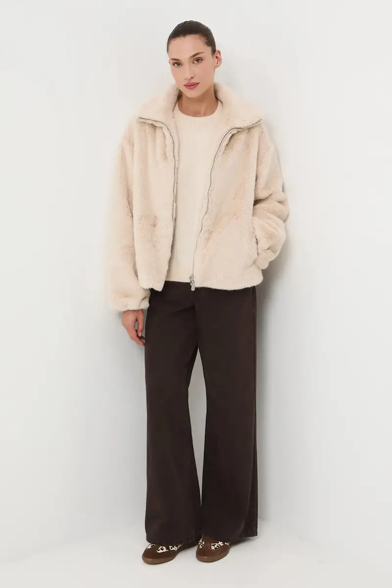 Medicine Giacca beige in pelliccia sintetica per donna miniatura 2