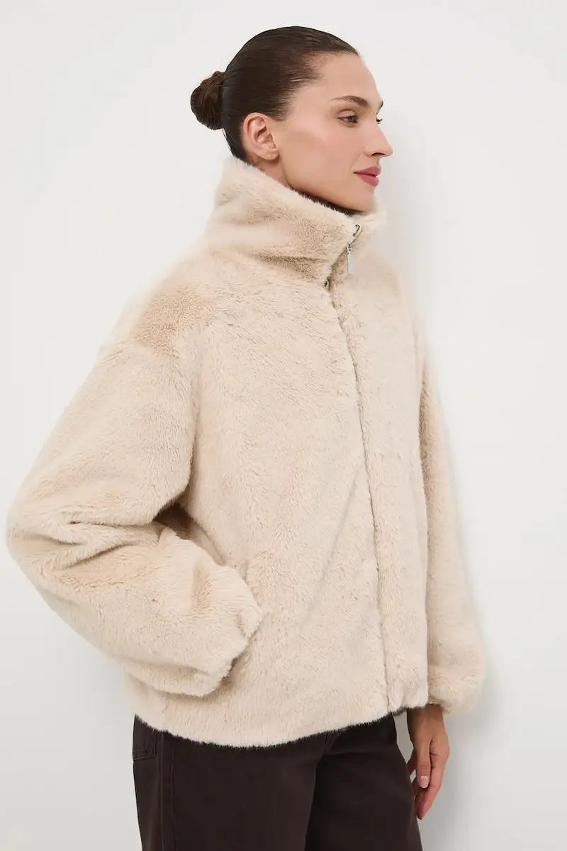 Medicine Giacca beige in pelliccia sintetica per donna miniatura 4