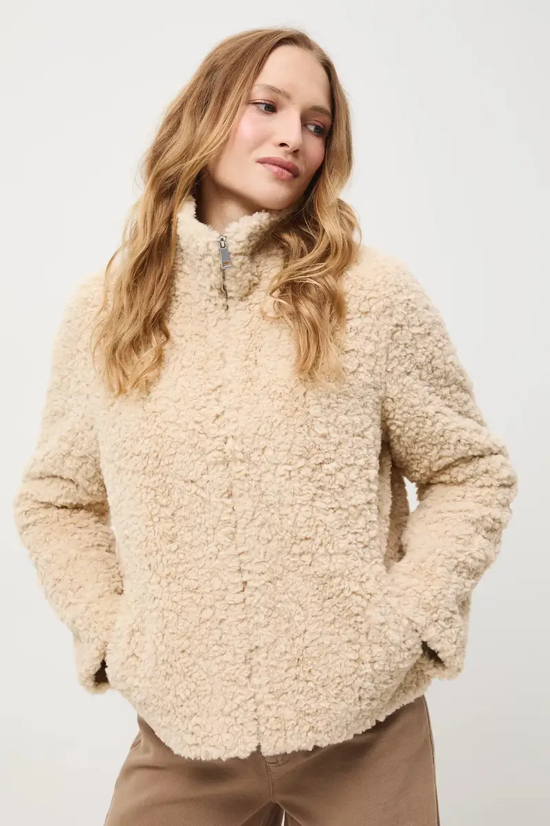 Medicine Giacca beige in pelliccia sintetica per donna miniatura 4