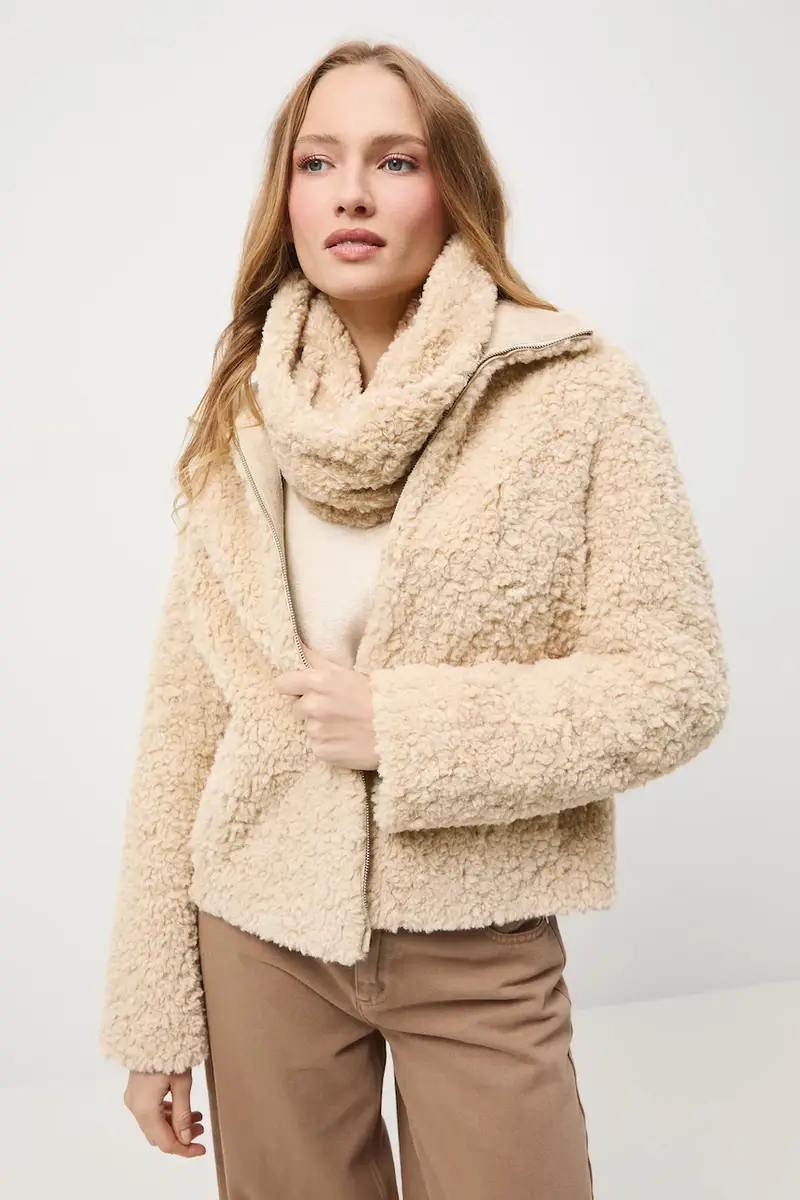 Medicine Giacca beige in pelliccia sintetica per donna