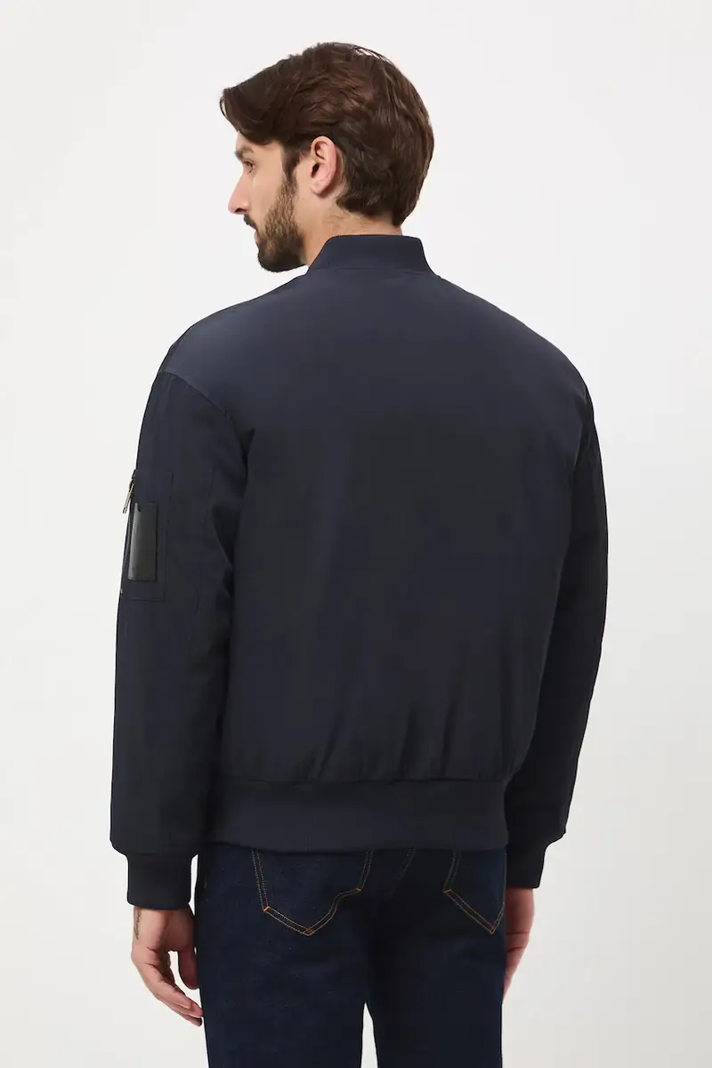 giacca bomber colore blu navy miniatura 3