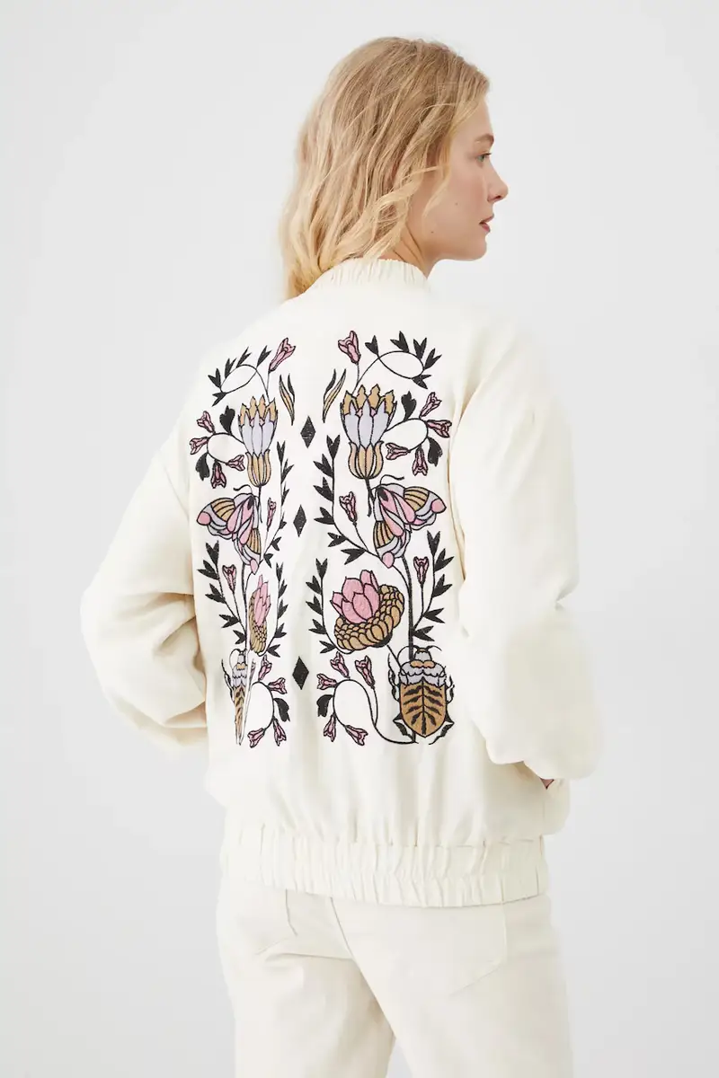 giacca bomber donna colore beige miniatura 3