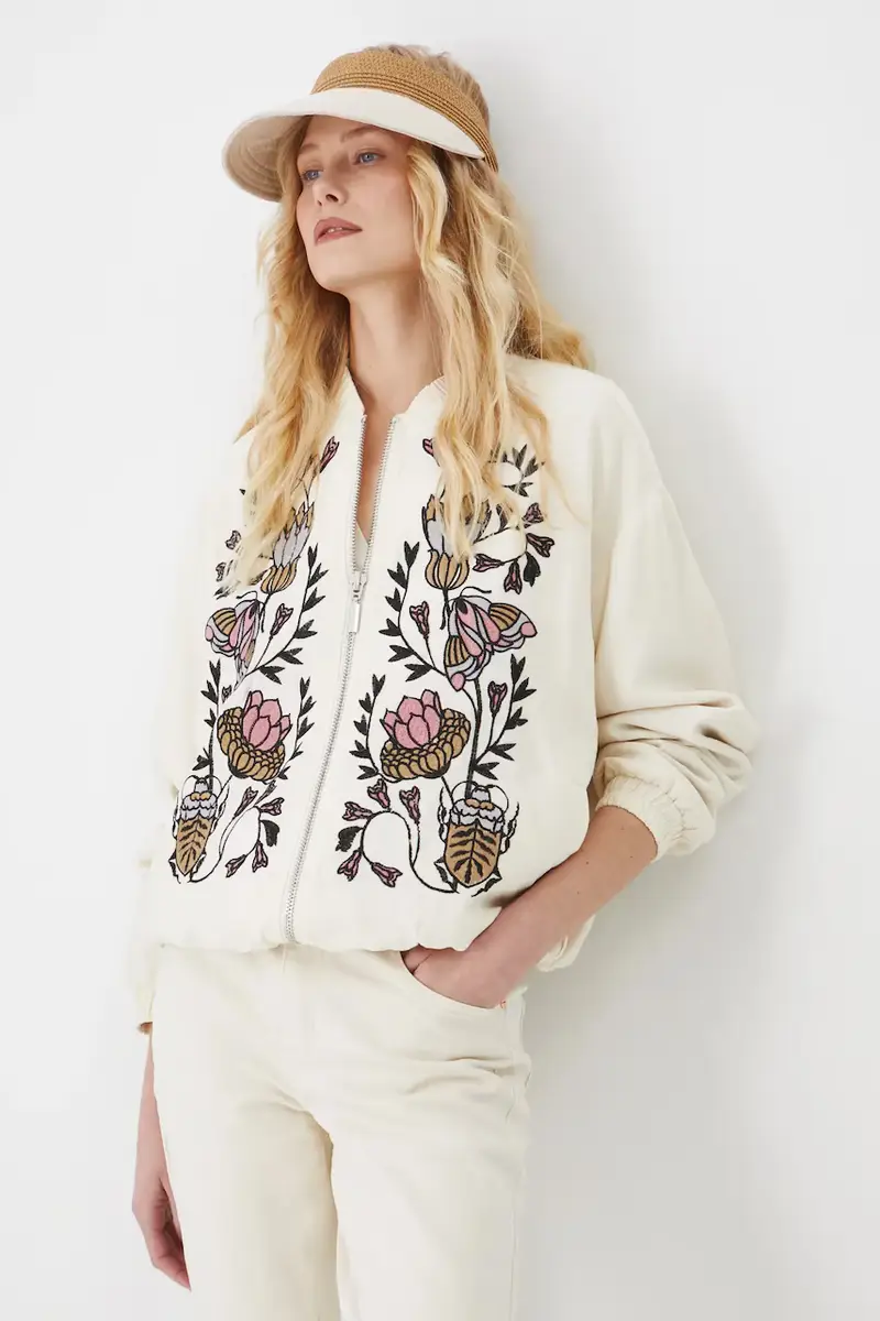 giacca bomber donna colore beige miniatura 4