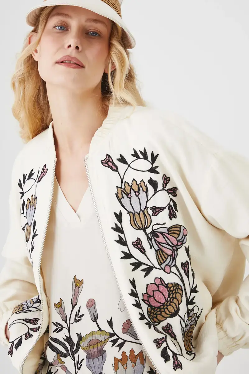 giacca bomber donna colore beige miniatura 5