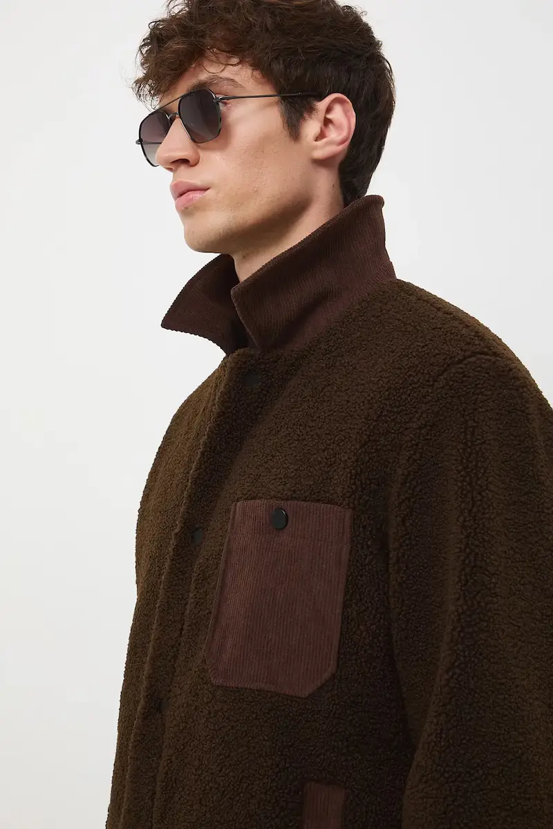 giacca camicia colore marrone miniatura 4