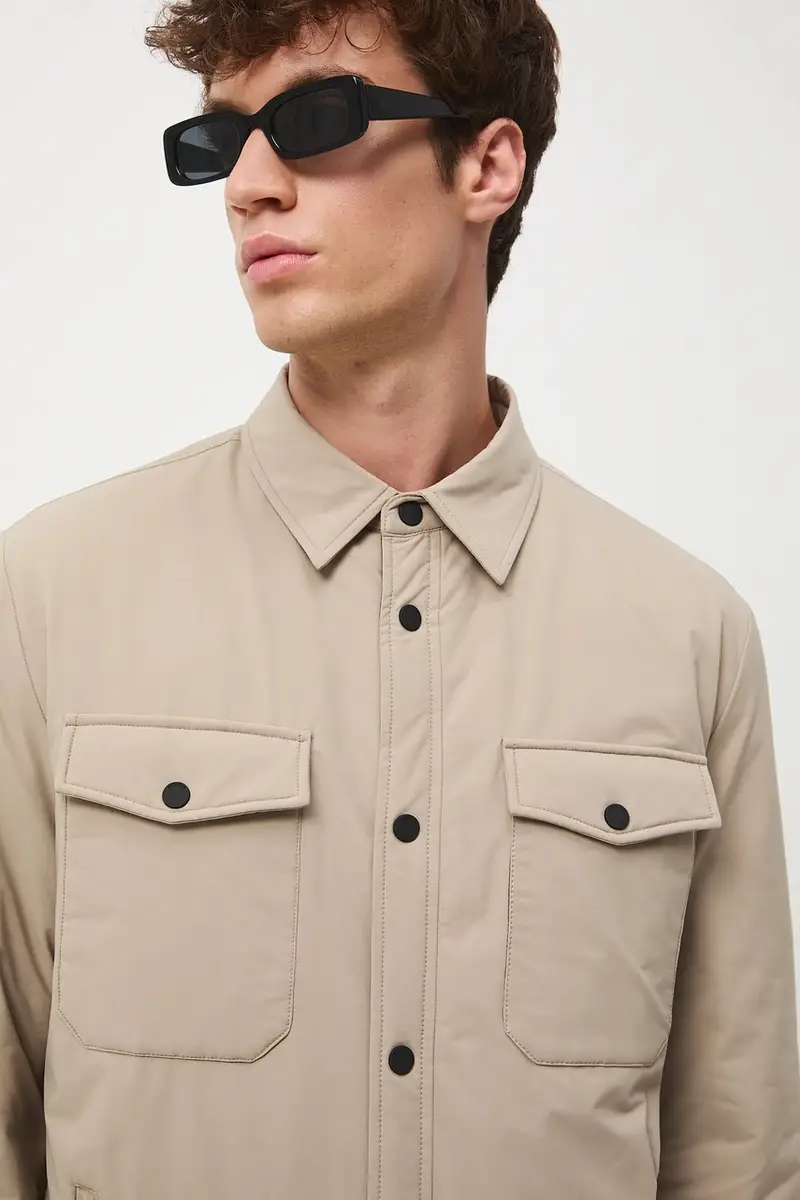 giacca camicia uomo colore beige miniatura 4