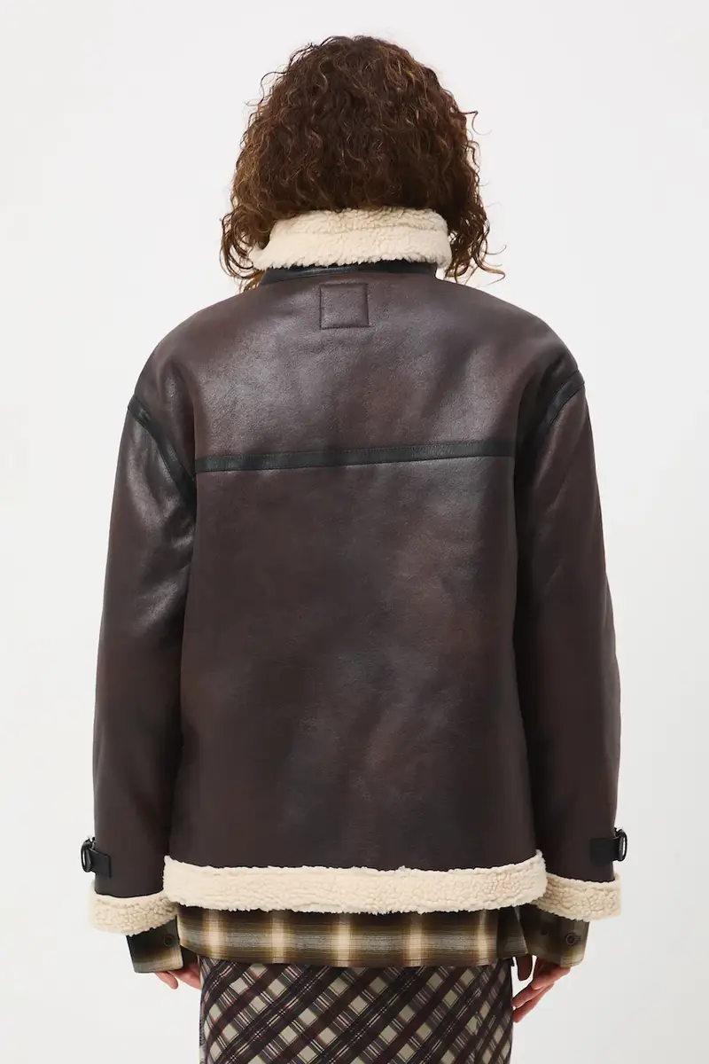 giacca da motociclista Marrone miniatura 3