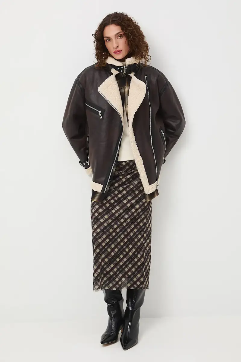 giacca da motociclista Marrone miniatura 4