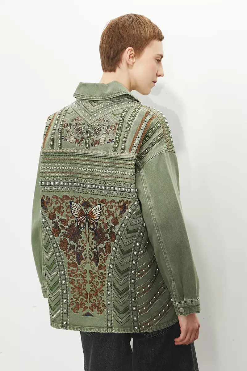 giacca di jeans in cotone colore verde