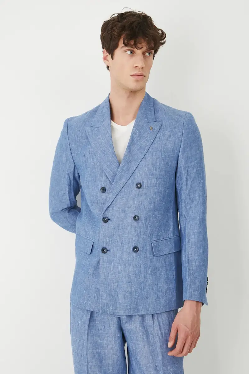 giacca in lino colore blu