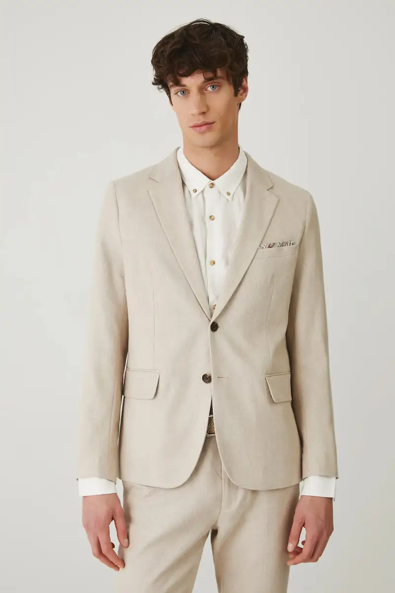 giacca in lino misto colore beige