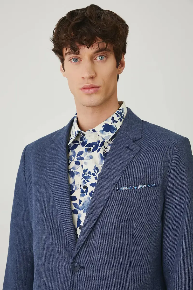 giacca in lino misto colore blu navy