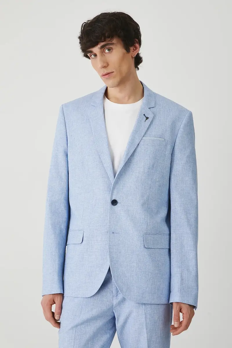 giacca in lino misto uomo colore blu