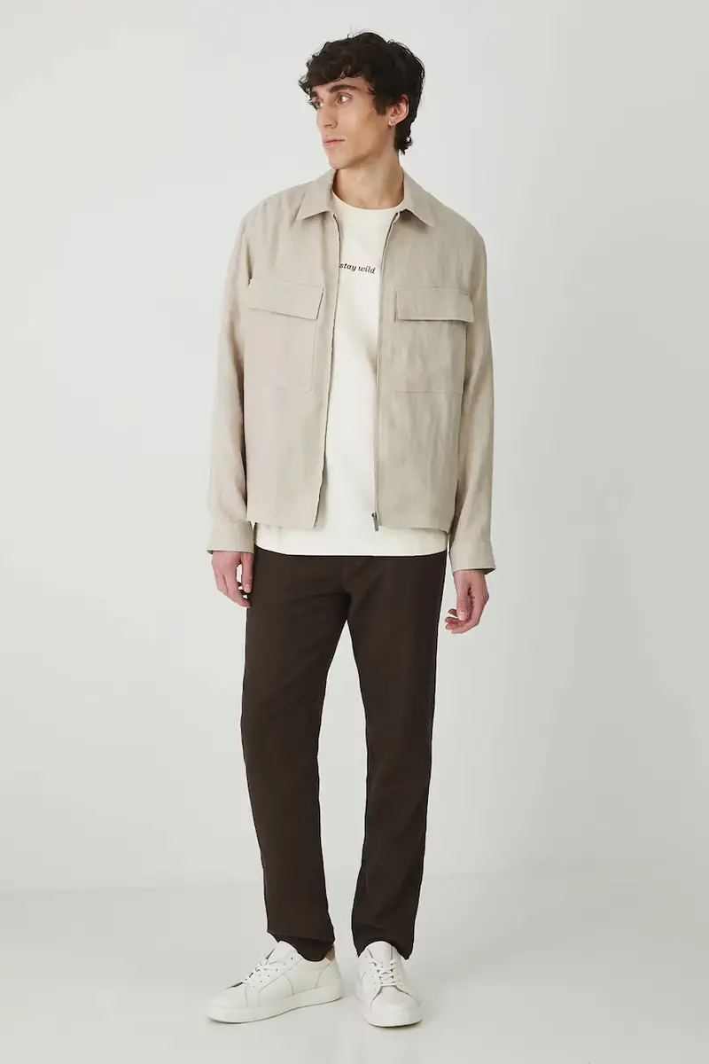 giacca in lino uomo colore beige miniatura 2