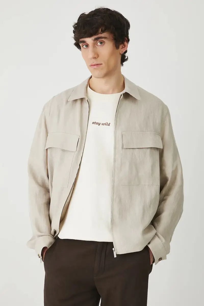 giacca in lino uomo colore beige